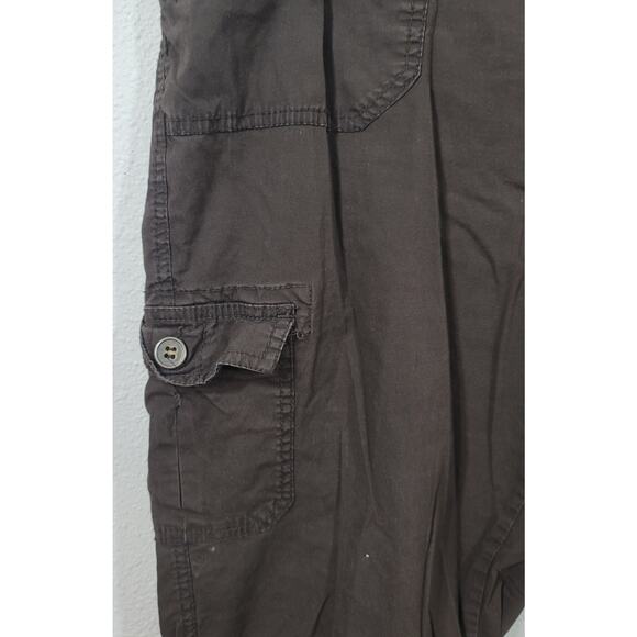 Dressbarn Brown Flat Front Cargo Cropped Pant 16 Lightweight Side Pocket Stretch - Picture 6 of 7